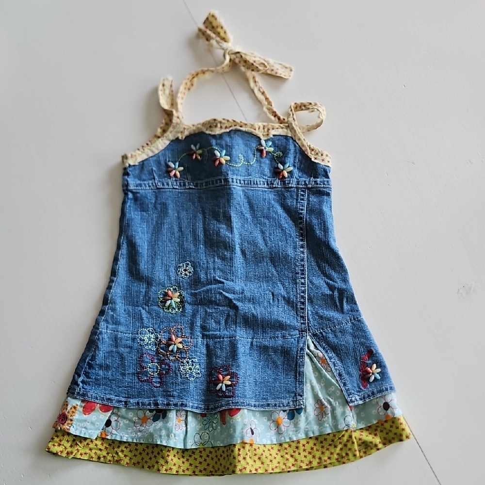 Deux par Deux Blue Denim Floral Dress